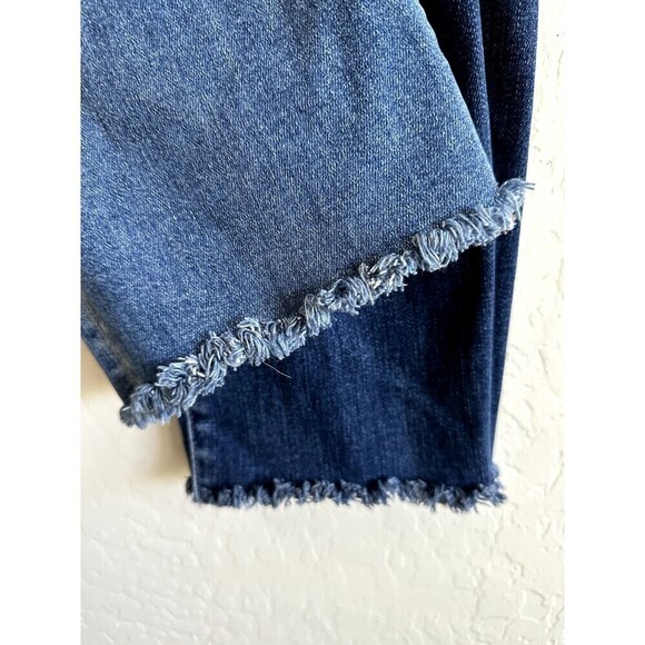 Ceros Distressed Straight Asymmetrical Front Woman's Jeans Size 30 Denim Blue - Picture 14 of 16